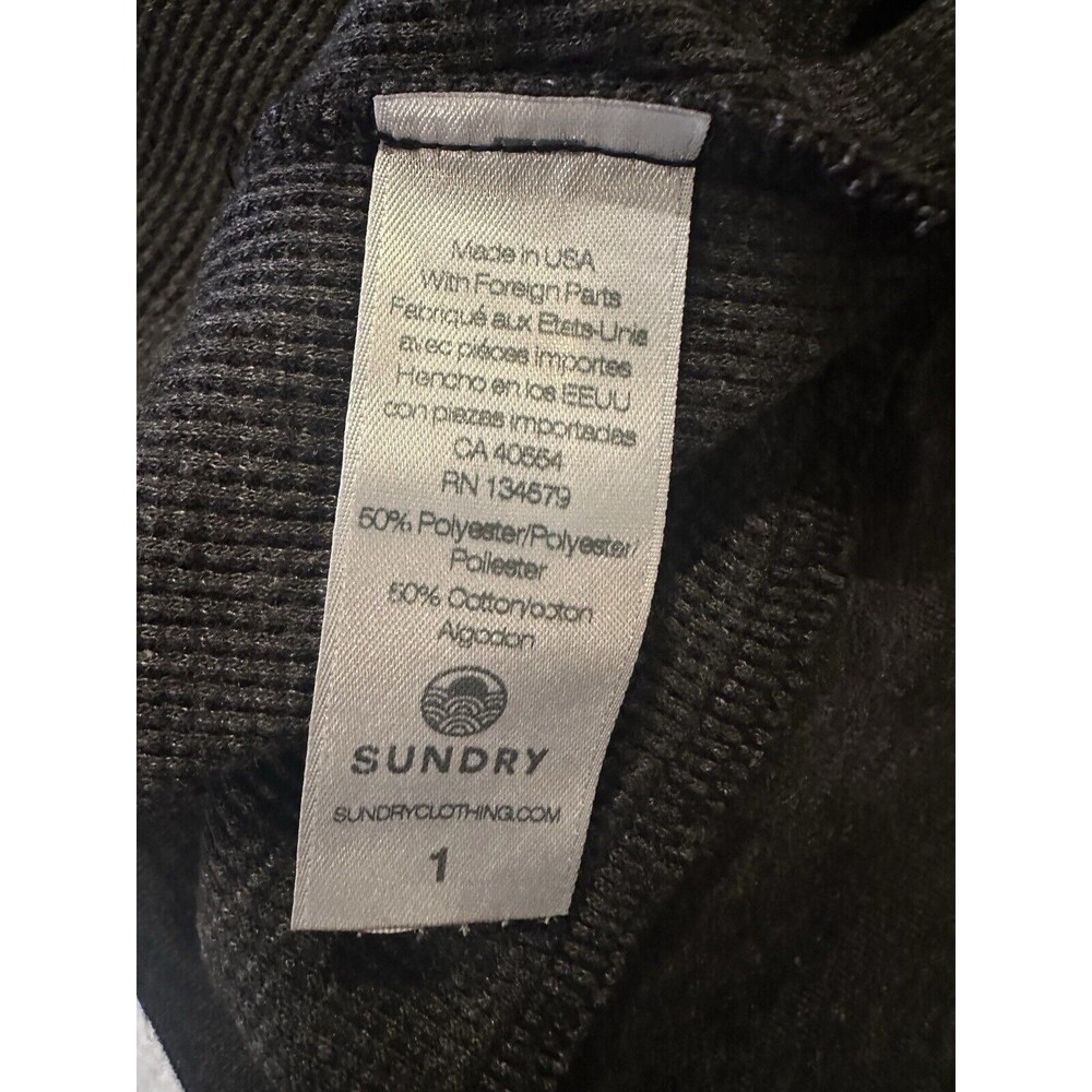 NWT Sundry Anthropologie Cropped Hooded Sweatshirt Size 1 Small Gray Thermal - Picture 7 of 7